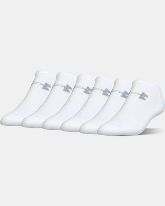 Unisex UA Charged Cotton® 2.0 No Show Socks - 6-Pack, White, pdpMainDesktop image number 0